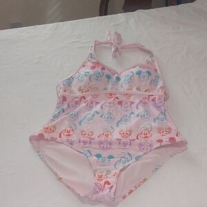 Disney Pink and Blue  Swim One Piece Swim Suit Size Large .